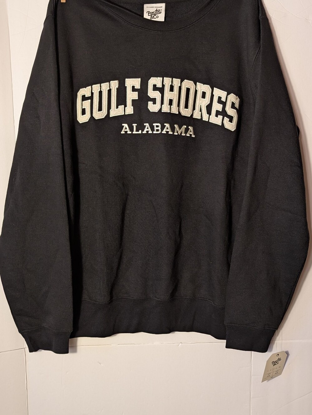 Pacifica Black Gulf Shores Alabama Crewneck Sweatshirt Large NWT